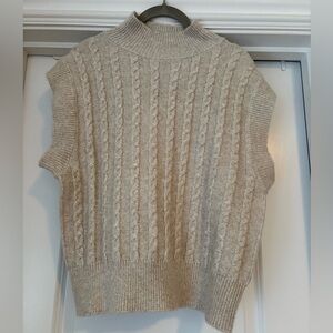 cupcakes & cashmere Beige Cable Knit Turtleneck Sweater